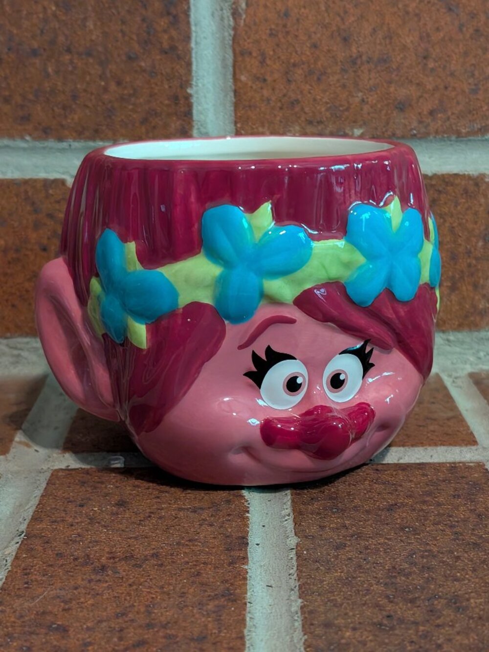 DreamWorks Trolls Poppy 3D Ceramic Character Mug 2017 DNA LLC Pink Coffee Cup